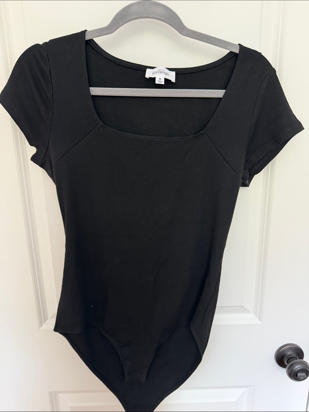 Kaileigh Black Scoop Neck Short Sleeve Bodysuit - Stretch Fit